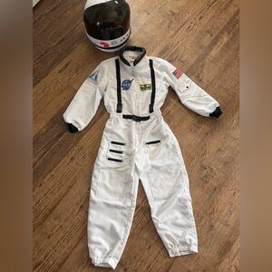 White NASA Astronaut Costume with Patches and HelmetVintage